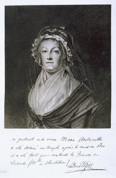 Portræt af Marie Antoinette i Temple-fængslet, indgraveret af Dujardin, fra 